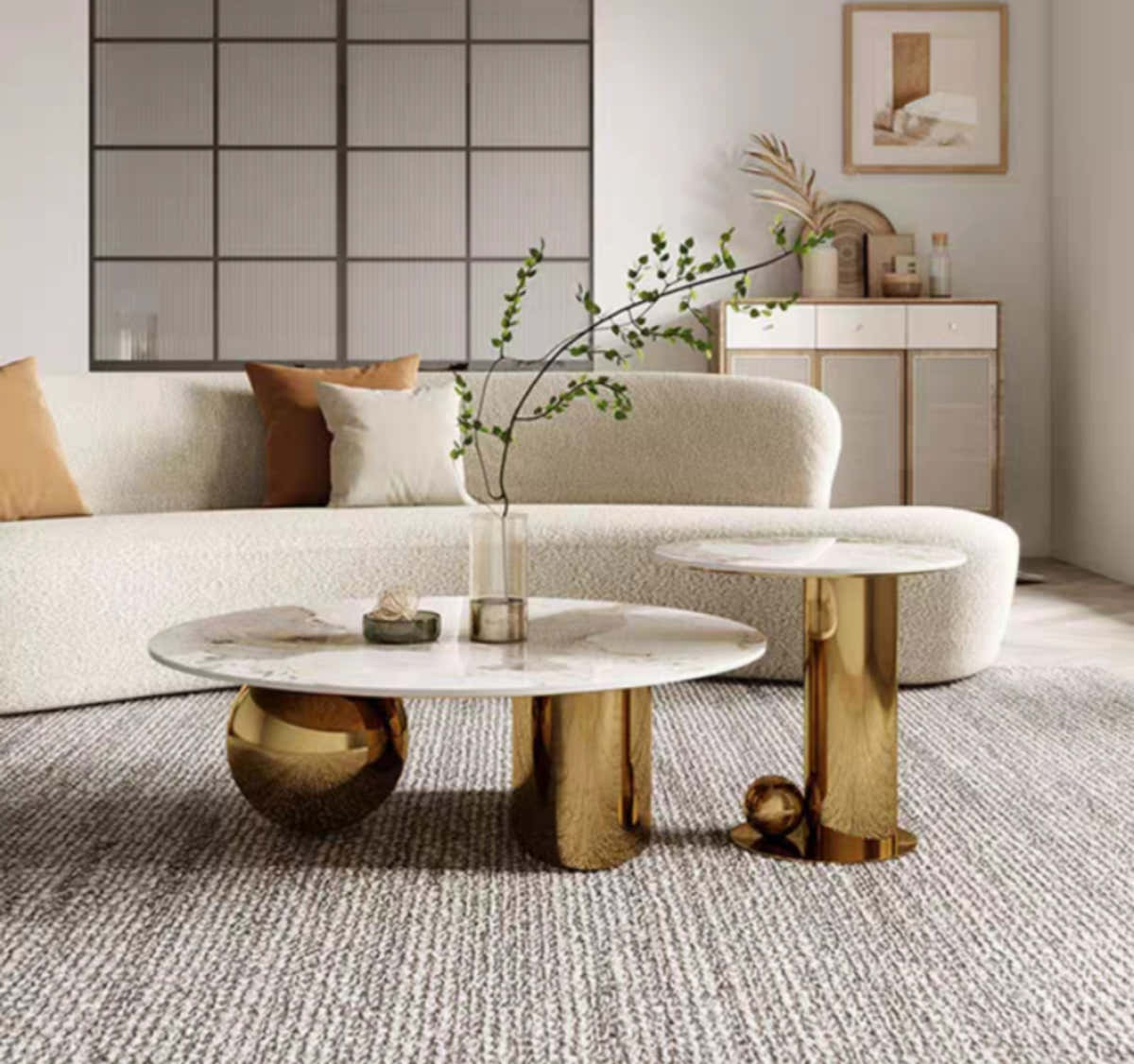 LUXOR Duet – Titanium Marble Table Set (C657) - GLARA HOME