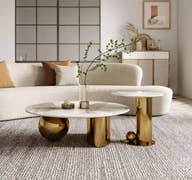 LUXOR Duet – Titanium Marble Table Set (C657) - GLARA HOME