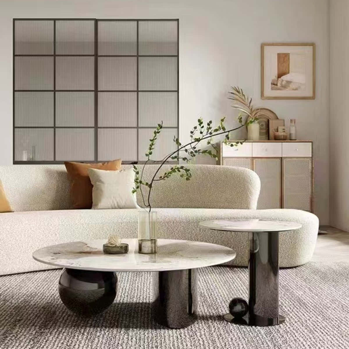 LUXOR Duet – Titanium & Sintered Stone Table Set - GLARA HOME