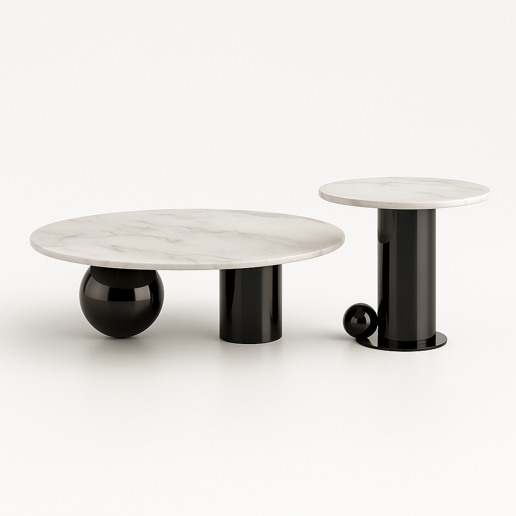 LUXOR Duet – Titanium & Sintered Stone Table Set - GLARA HOME