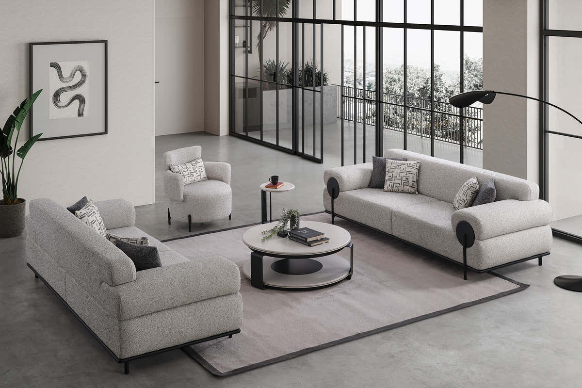 Loft Cream Sofa - GLARA HOME