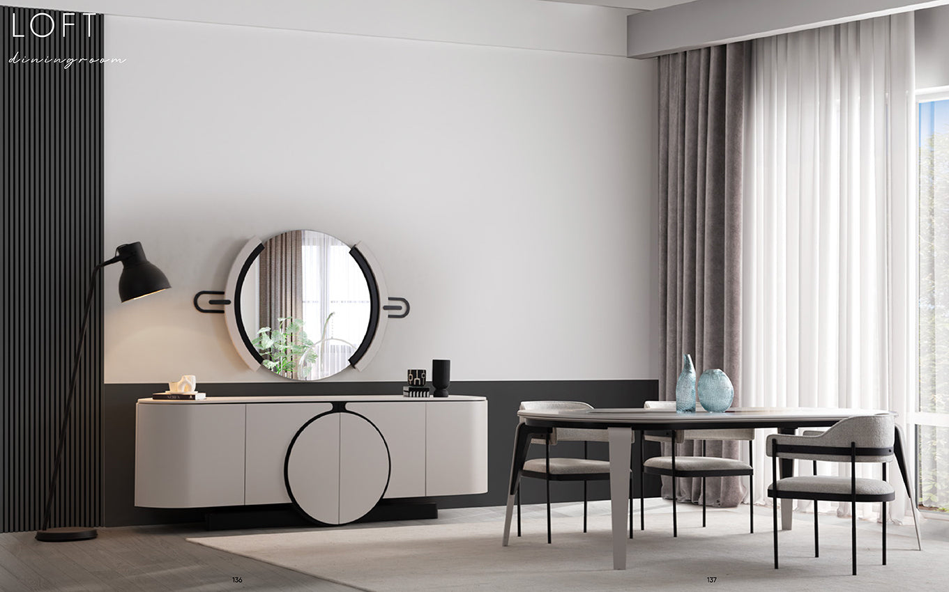 Loft Luxury Dining Table & Chair Set | Modern MDF Design with Black Accents - GLARA HOME