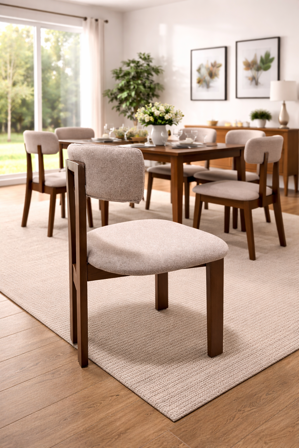 Lumix Ash Wood Dining Chair – Linen Upholstered Modern Chair - GLARA HOME