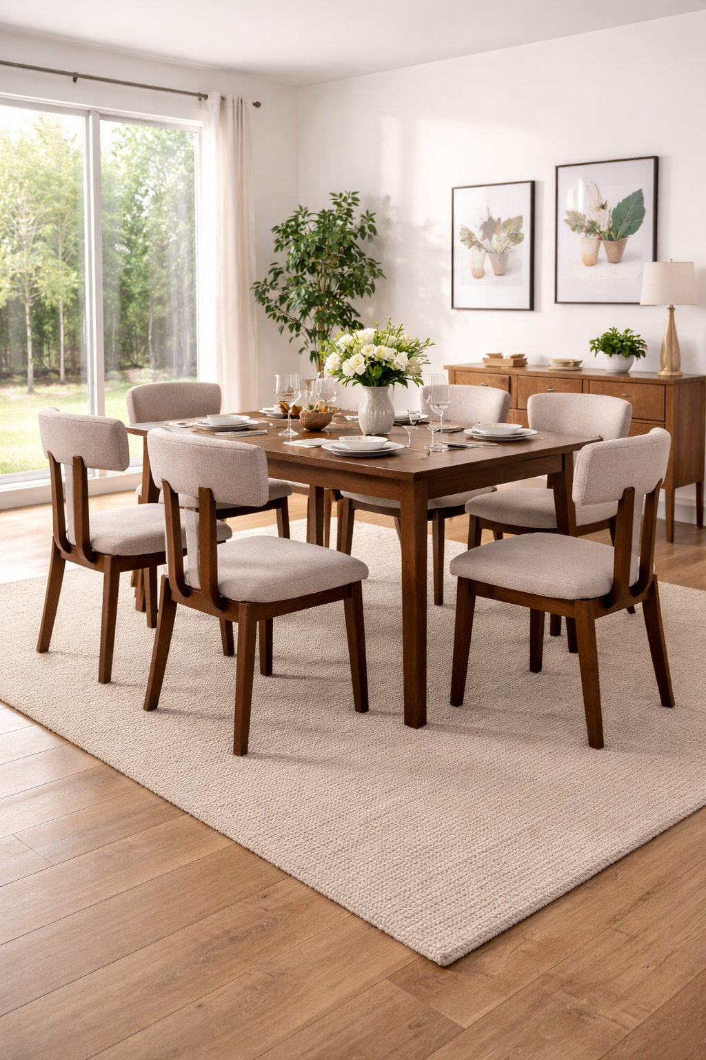 Lumix Ash Wood Dining Chair – Linen Upholstered Modern Chair - GLARA HOME