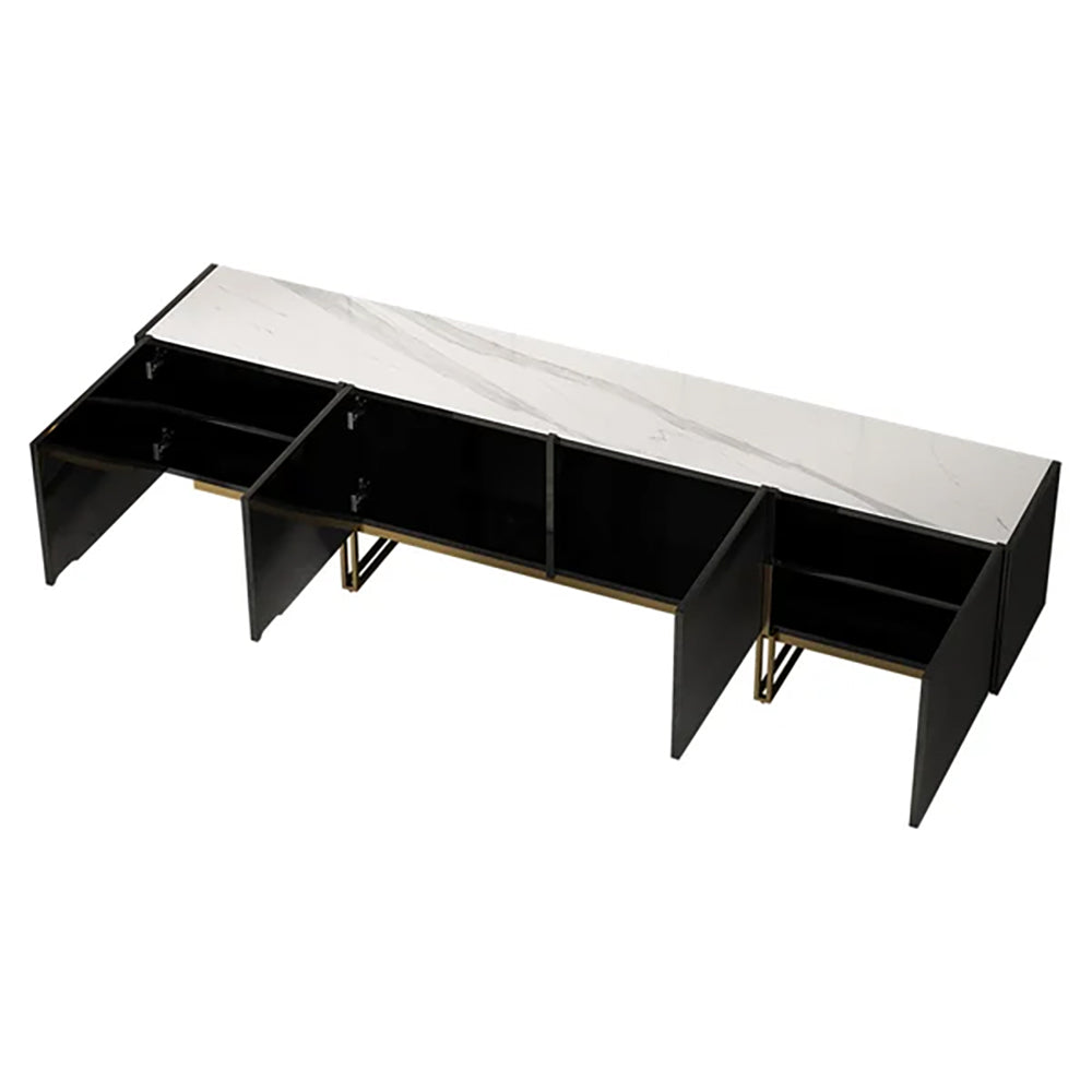 LuxeGold Black TV Stand - GLARA HOME