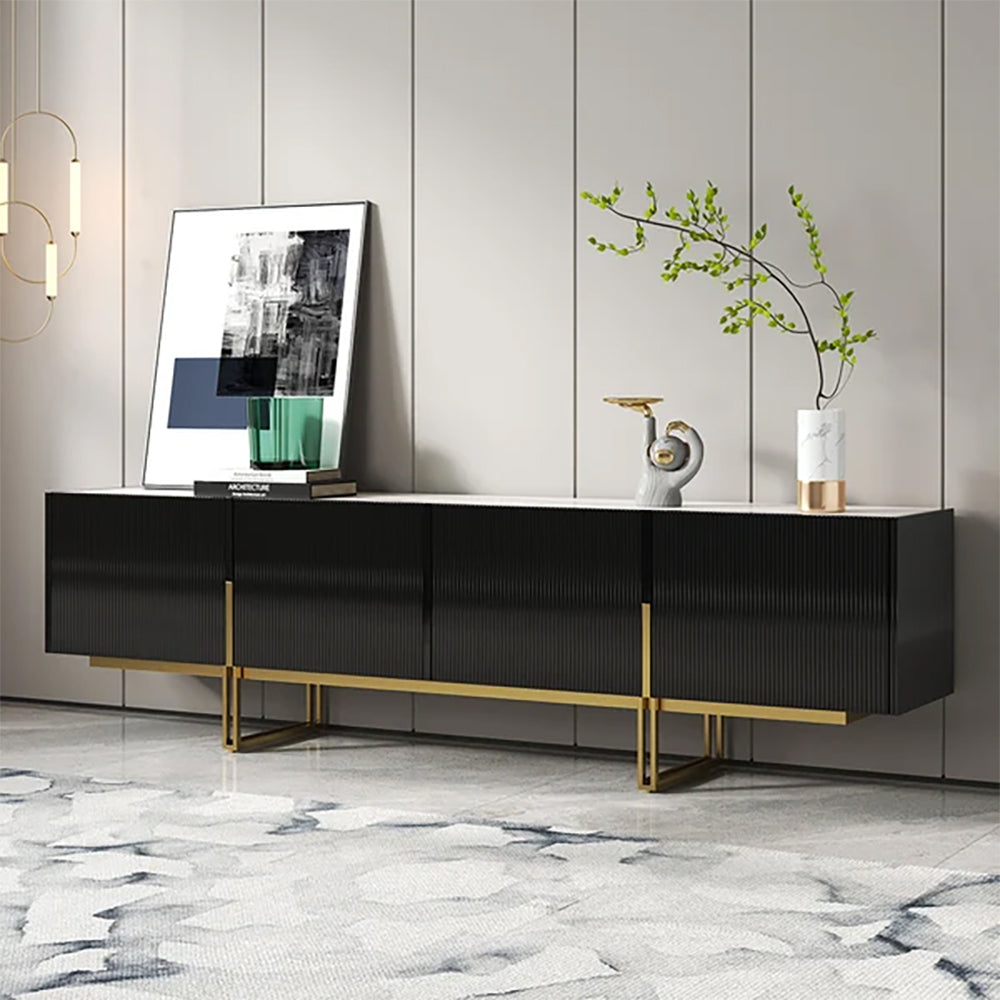 LuxeGold Black TV Stand - GLARA HOME