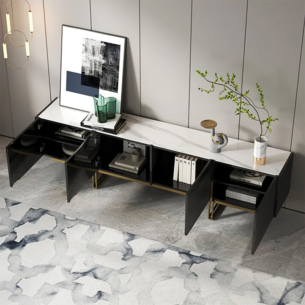 LuxeGold Black TV Stand - GLARA HOME