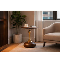 Luxury Modern Side Table in Walnut & Brushed Gold - GLARA HOME