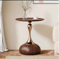 Luxury Modern Side Table in Walnut & Brushed Gold - GLARA HOME