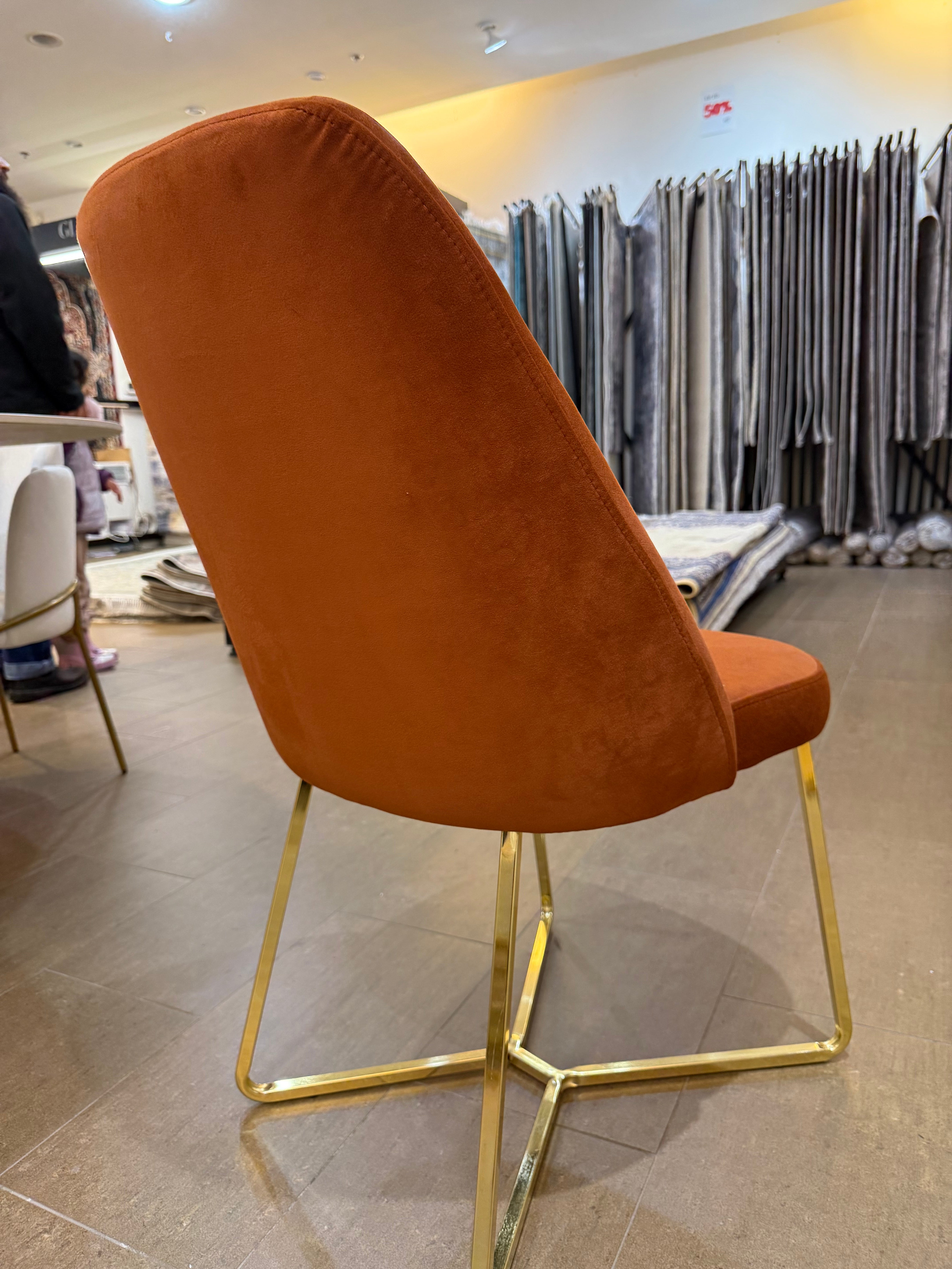 Magnum Dining Chair ( Max08 Orange/ Gold ) - GLARA HOME