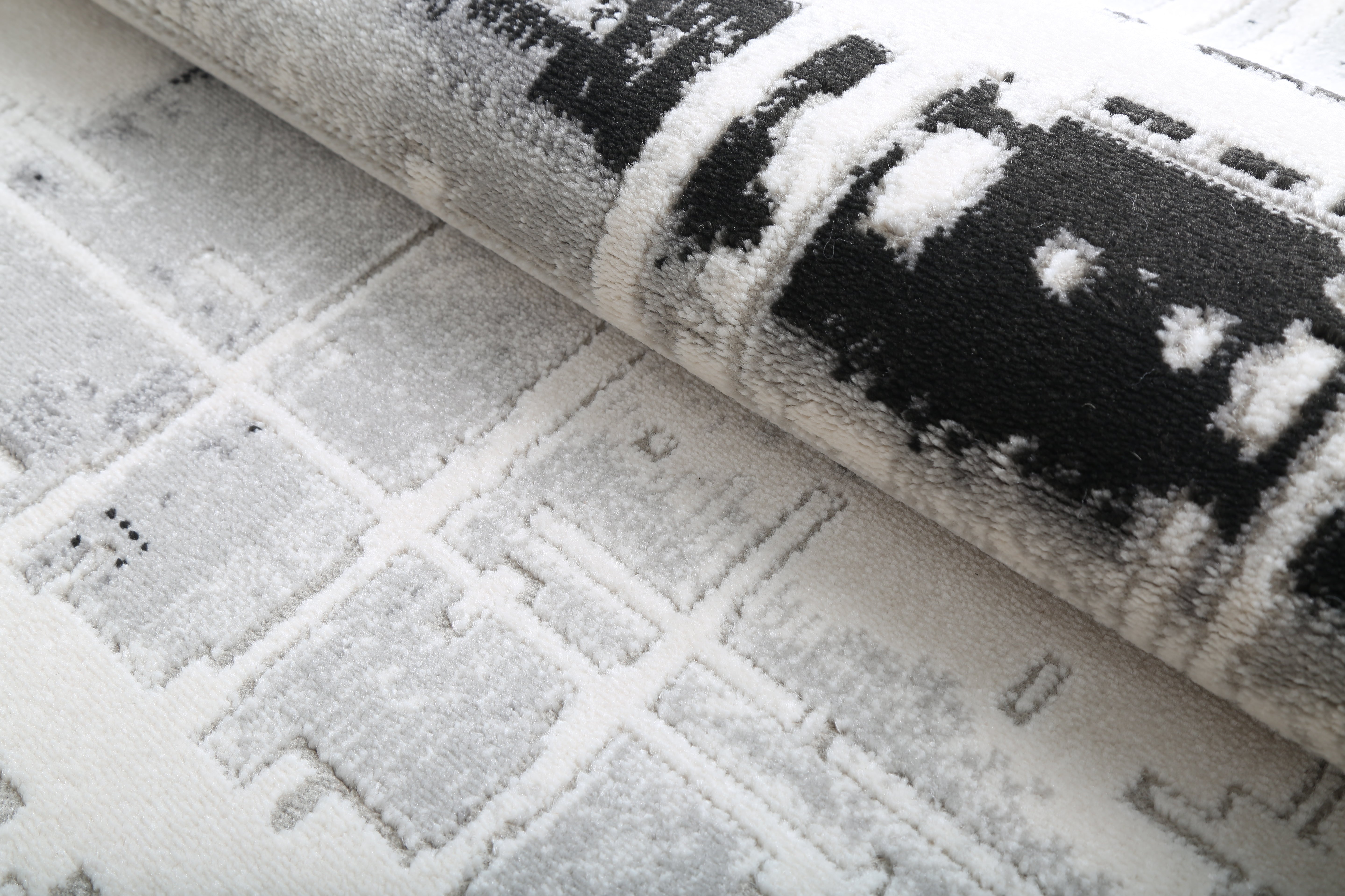 Modern Abstract Cream & Grey Area Rug – Soft Dense Pile, Durable & Stain Resistant ( HGR -17) - GLARA HOME