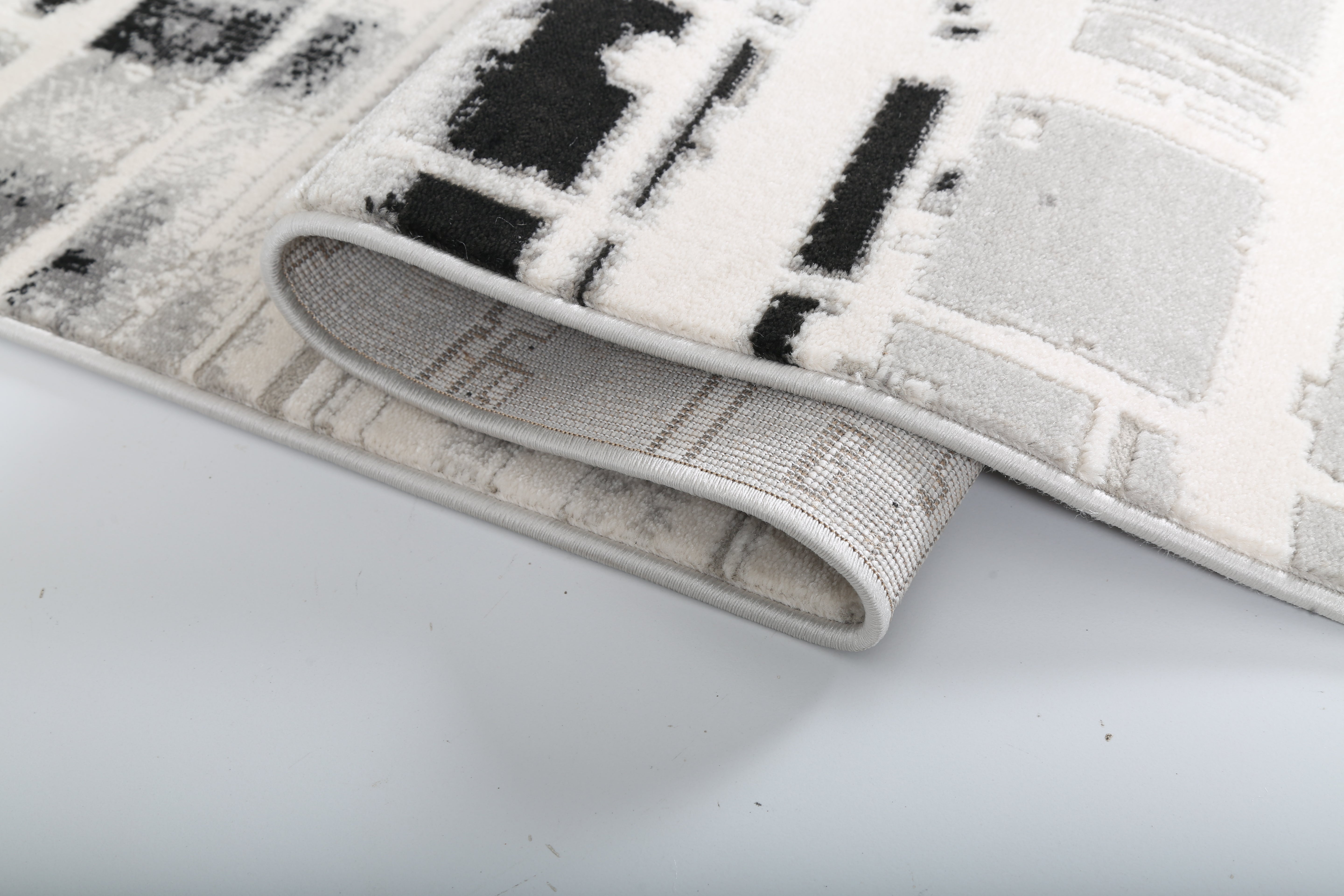 Modern Abstract Cream & Grey Area Rug – Soft Dense Pile, Durable & Stain Resistant ( HGR -17) - GLARA HOME