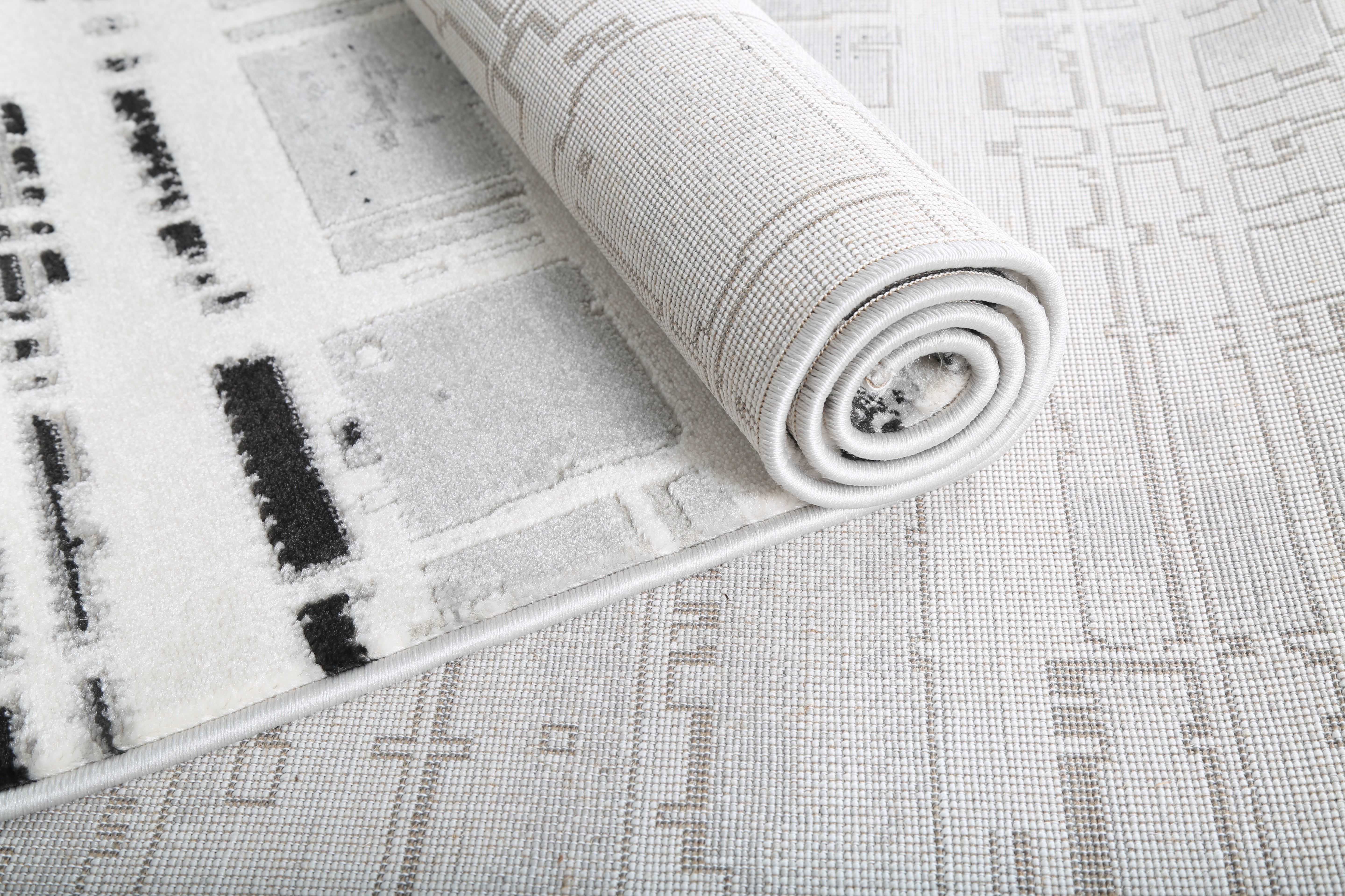 Modern Abstract Cream & Grey Area Rug – Soft Dense Pile, Durable & Stain Resistant ( HGR -17) - GLARA HOME