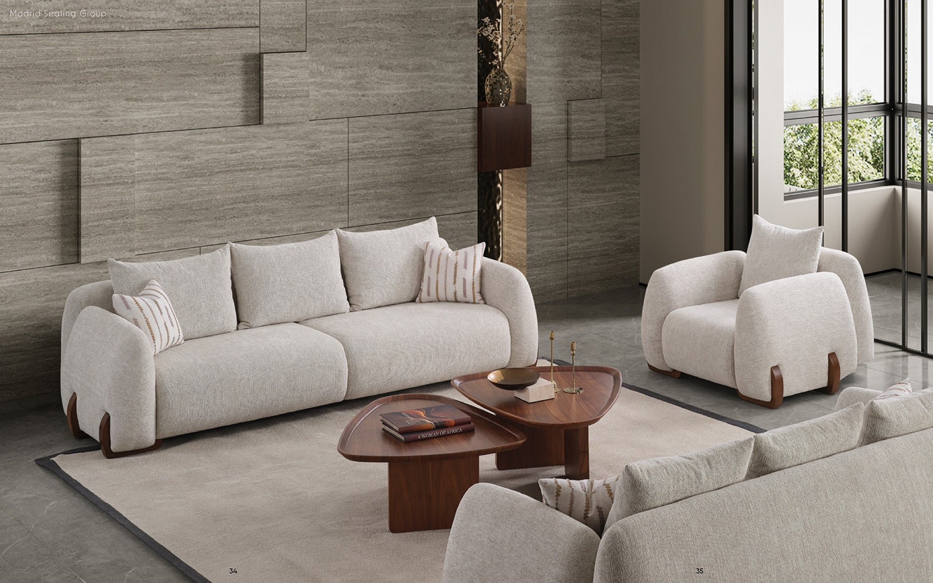 Modern Linen Sofa Collection with Solid Wood Legs | Madrid Luxury Sofa | Glara Home - GLARA HOME