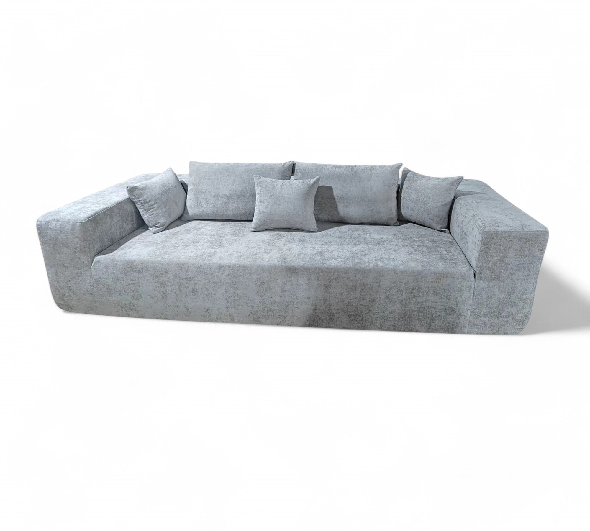 Modern Minimalist Compressor Sofa – Light Grey Chenille Elegance - GLARA HOME