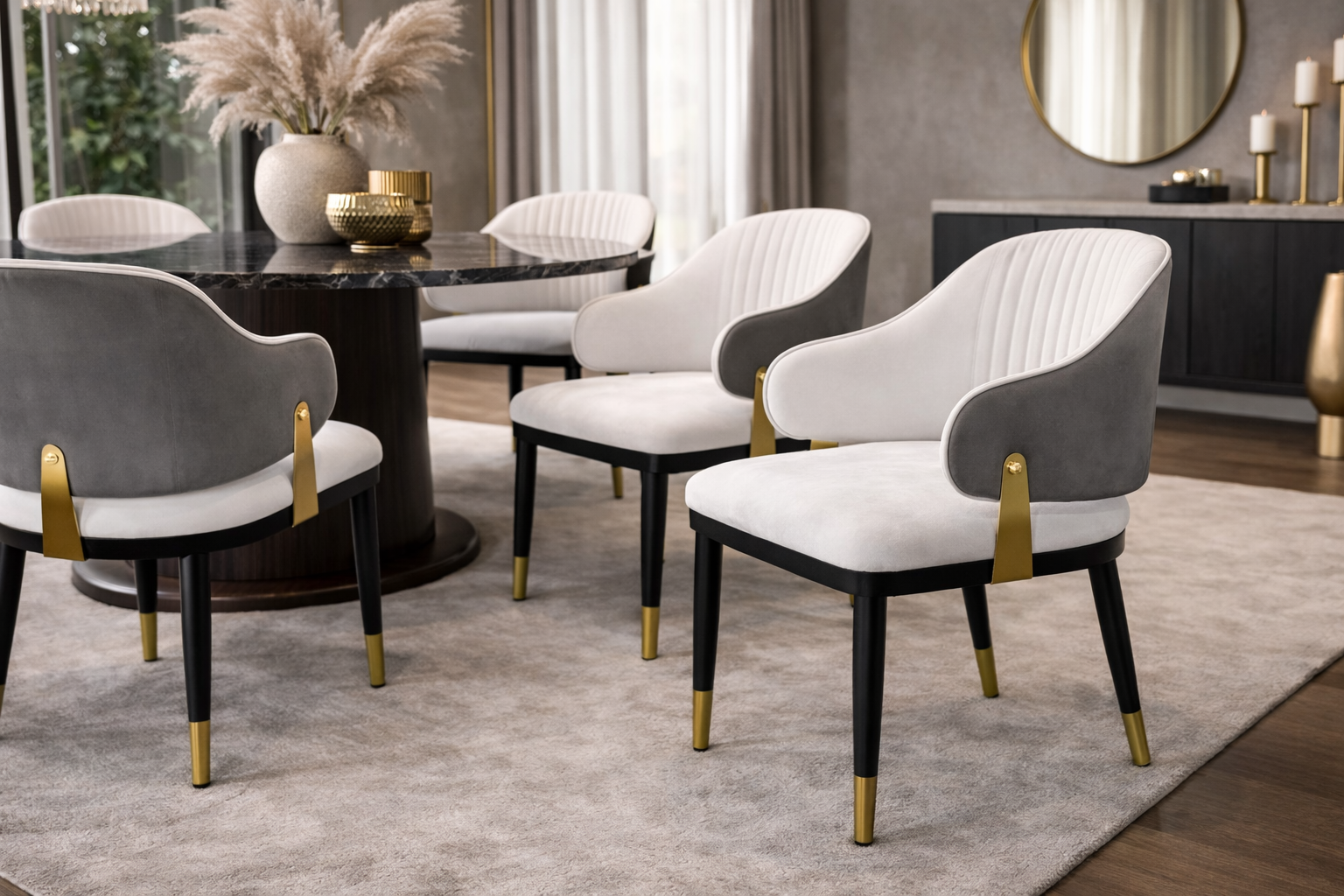 Modern Two-Tone Luna Velvet Dining Chair with Gold Stainless Steel Accent - GLARA HOME