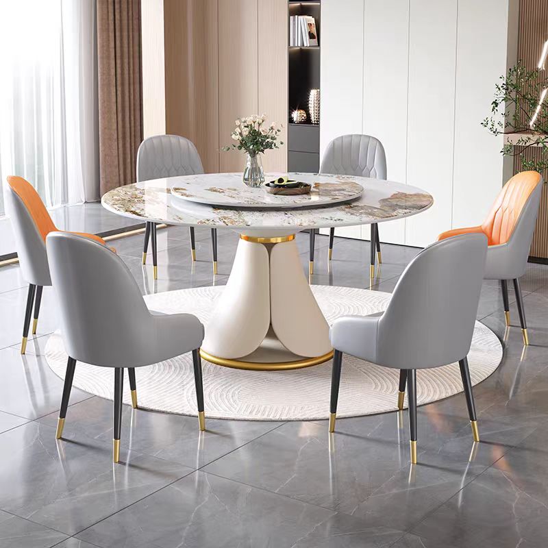 NA019 White Gold Round Dining Table - GLARA HOME