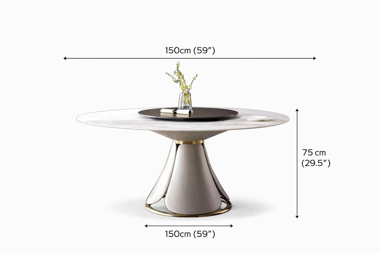 NA019 White Gold Round Dining Table - GLARA HOME
