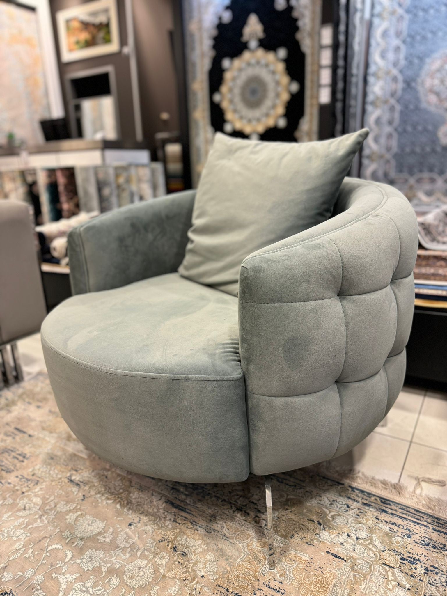 Napoli Accent Chair ( Max 18 Grey/ Silver - GLARA HOME