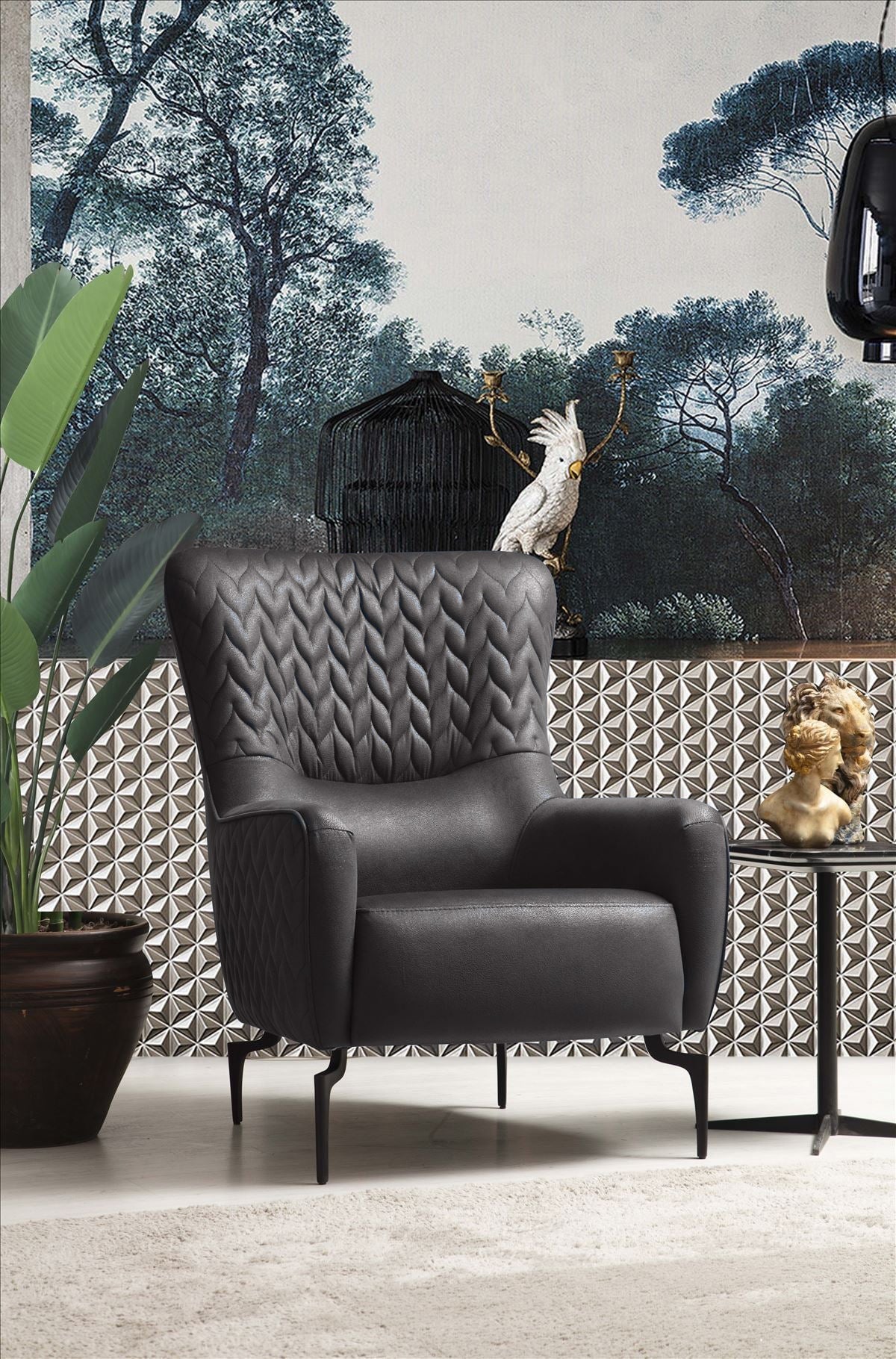 New Casa Sofa ( Zegna09 Grey/ Black - GLARA HOME
