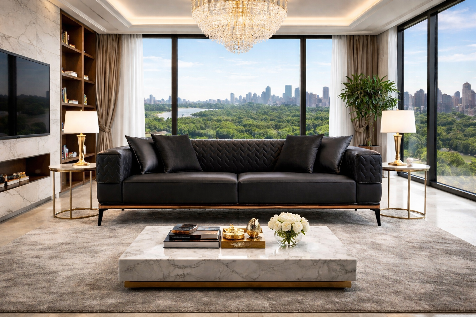 New Casa Sofa ( Zegna09 Grey/ Black - GLARA HOME