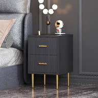 Noir Luxe Fluted Nightstand (MX-19) - GLARA HOME