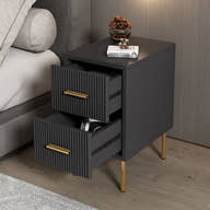 Noir Luxe Fluted Nightstand (MX-19) - GLARA HOME