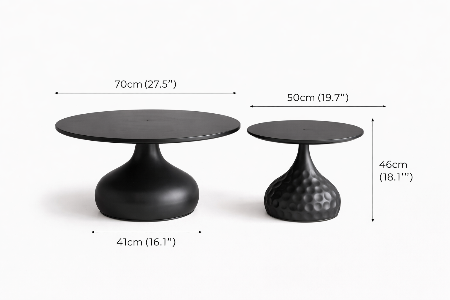Noir Sculpt Nesting Coffee Tables – Black Carbon Steel Modern Round Coffee Table Set - GLARA HOME