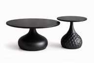 Noir Sculpt Nesting Coffee Tables – Black Carbon Steel Modern Round Coffee Table Set - GLARA HOME