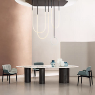 Noirva Oval Sintered Stone Dining Table (Noirva – Black base) - GLARA HOME