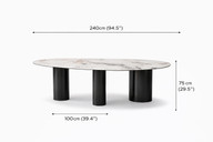 Noirva Oval Sintered Stone Dining Table (Noirva – Black base) - GLARA HOME