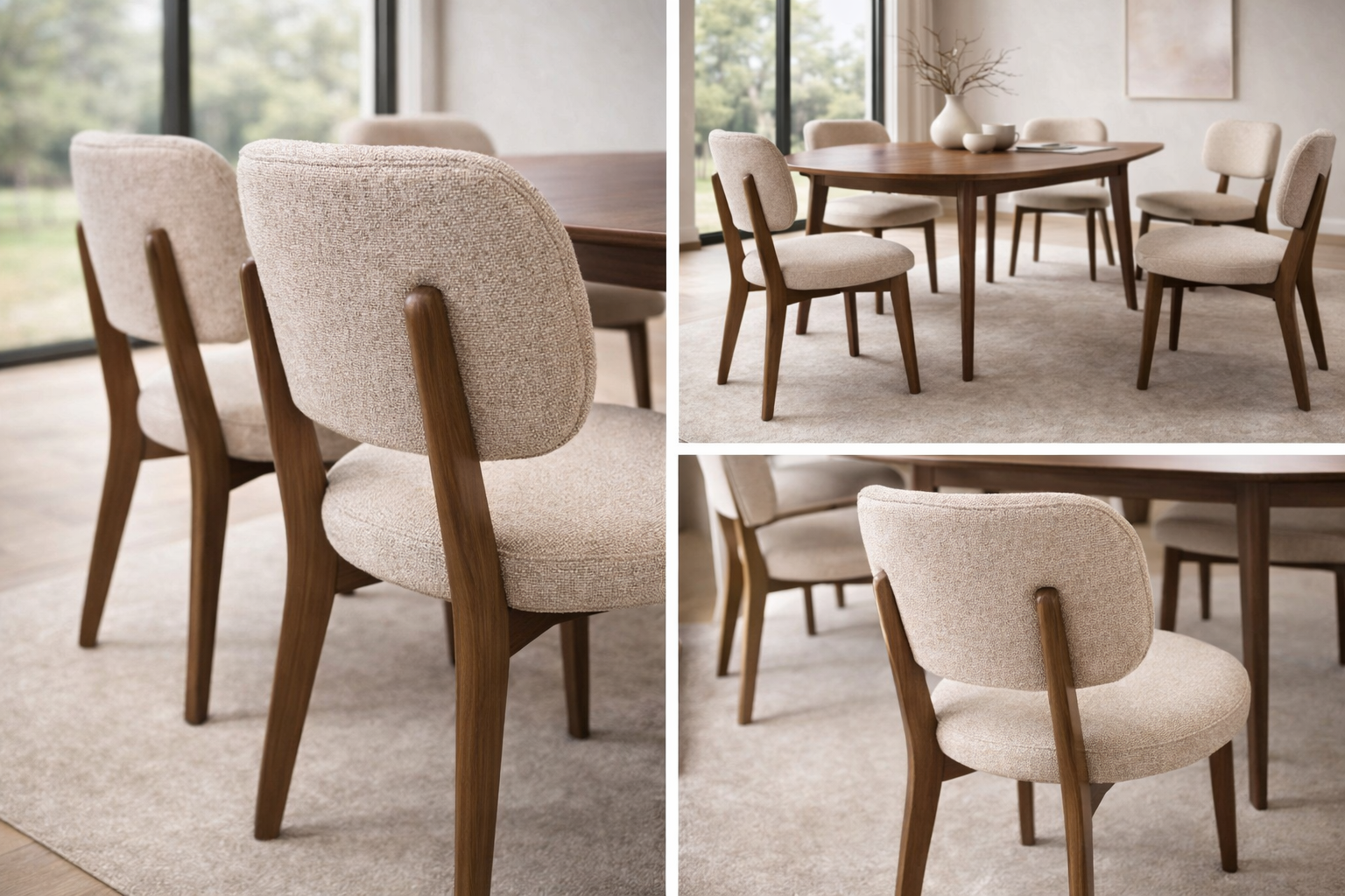 Noma Dining Chair – Ash Wood & Linen Fabric | Modern Curved Design - GLARA HOME