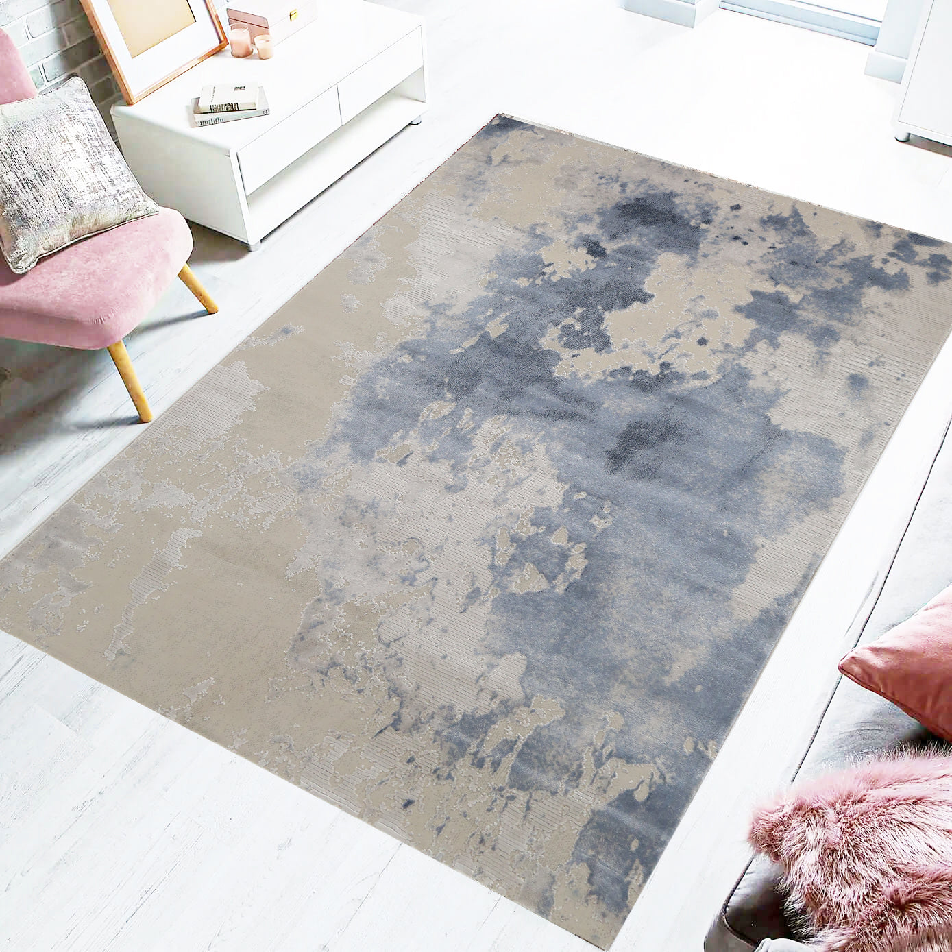 Ocean Mist Abstract Area Rug (PX-08) - GLARA HOME