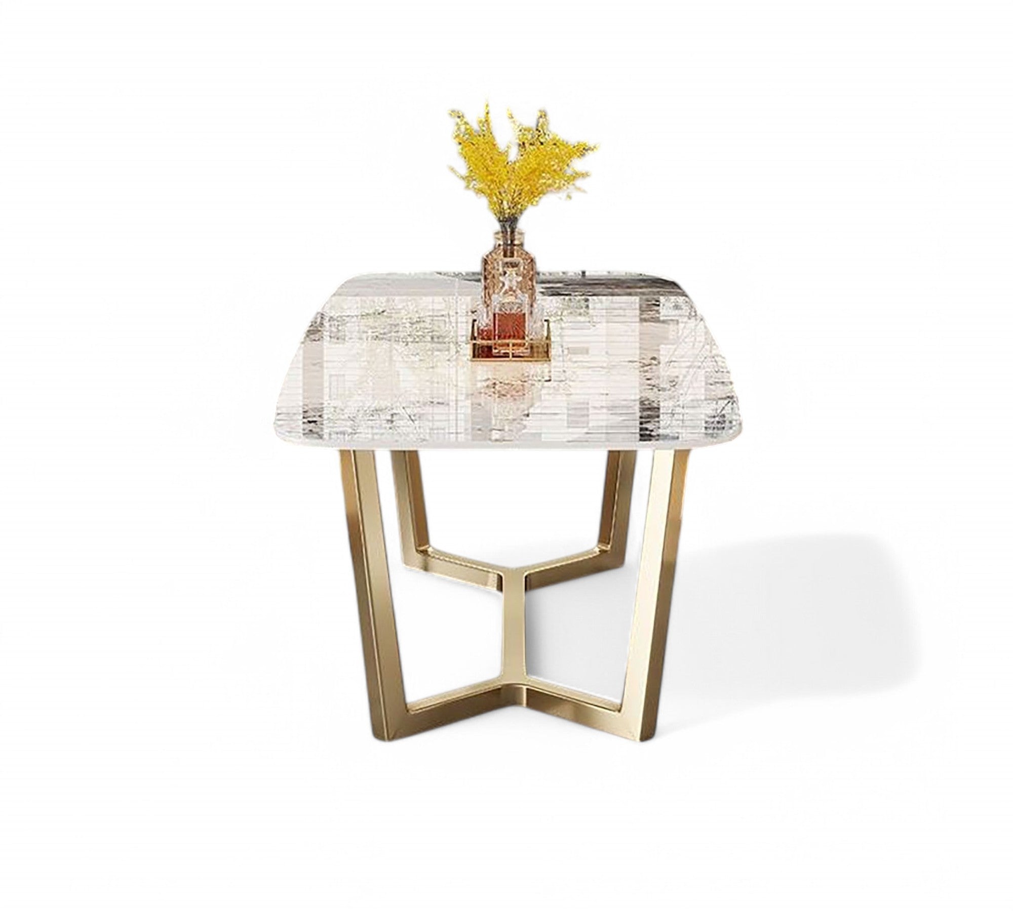 Ophelia Gold Marble Dining Table - GLARA HOME