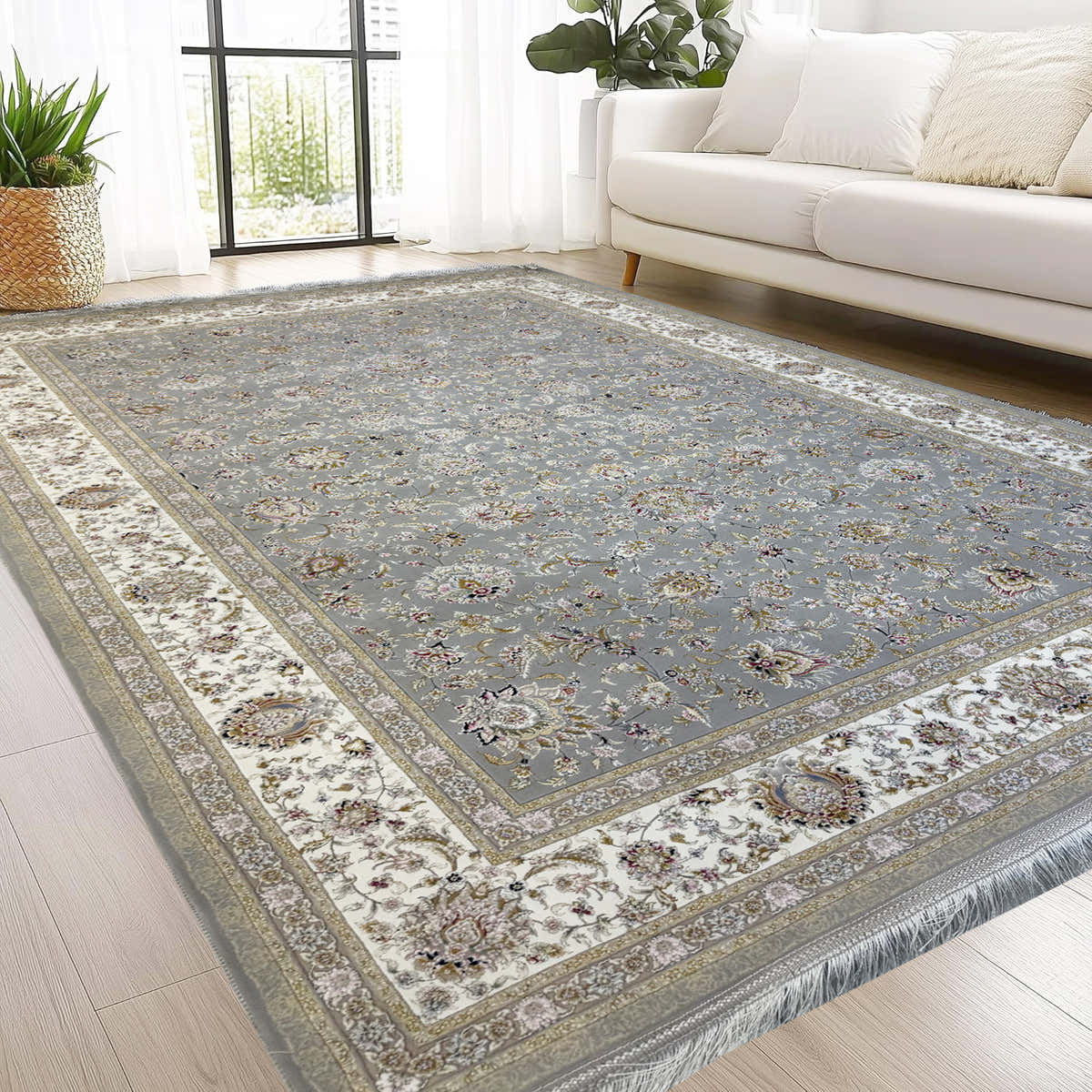 Parimah Grey 1500 Reed Persian Area Rug - GLARA HOME