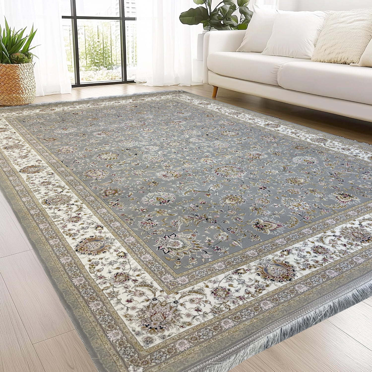 Parimah Grey 1500 Reed Persian Area Rug - GLARA HOME