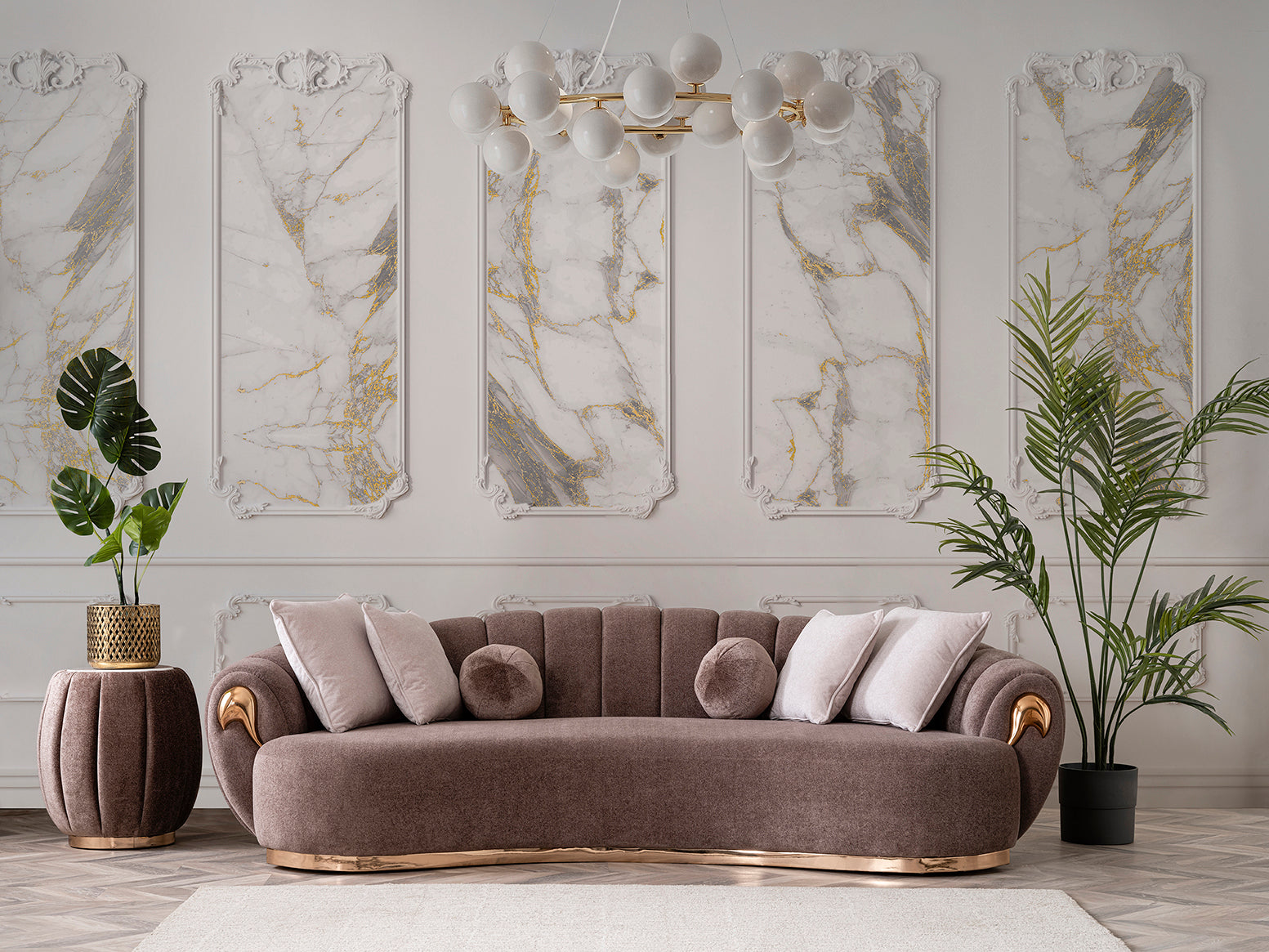 Prada Sofa ( Aura05 Brown/ Rose Gold ) - GLARA HOME