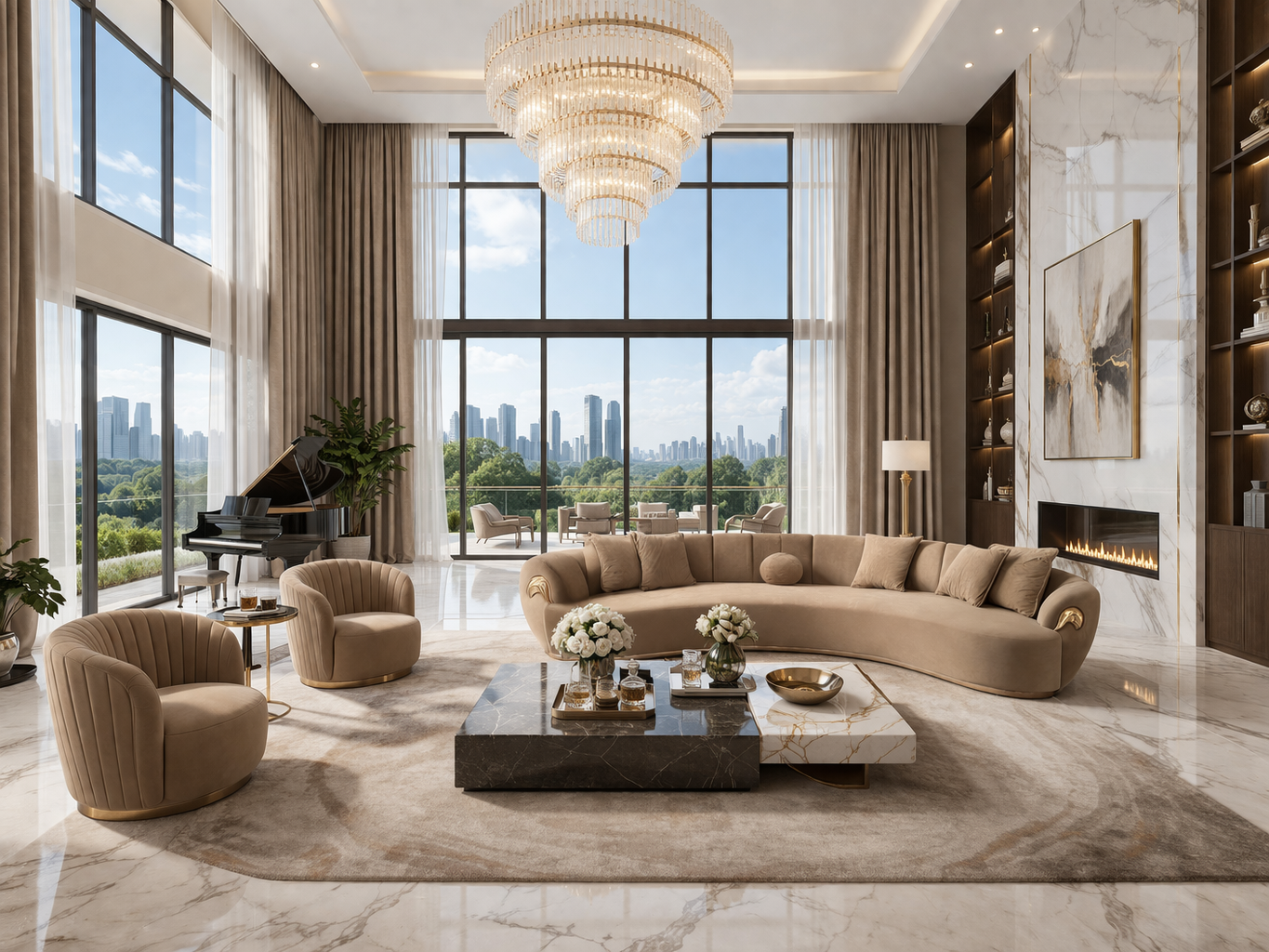Prada Sofa Set Rose Gold Accent (MAXWELL 05) - GLARA HOME