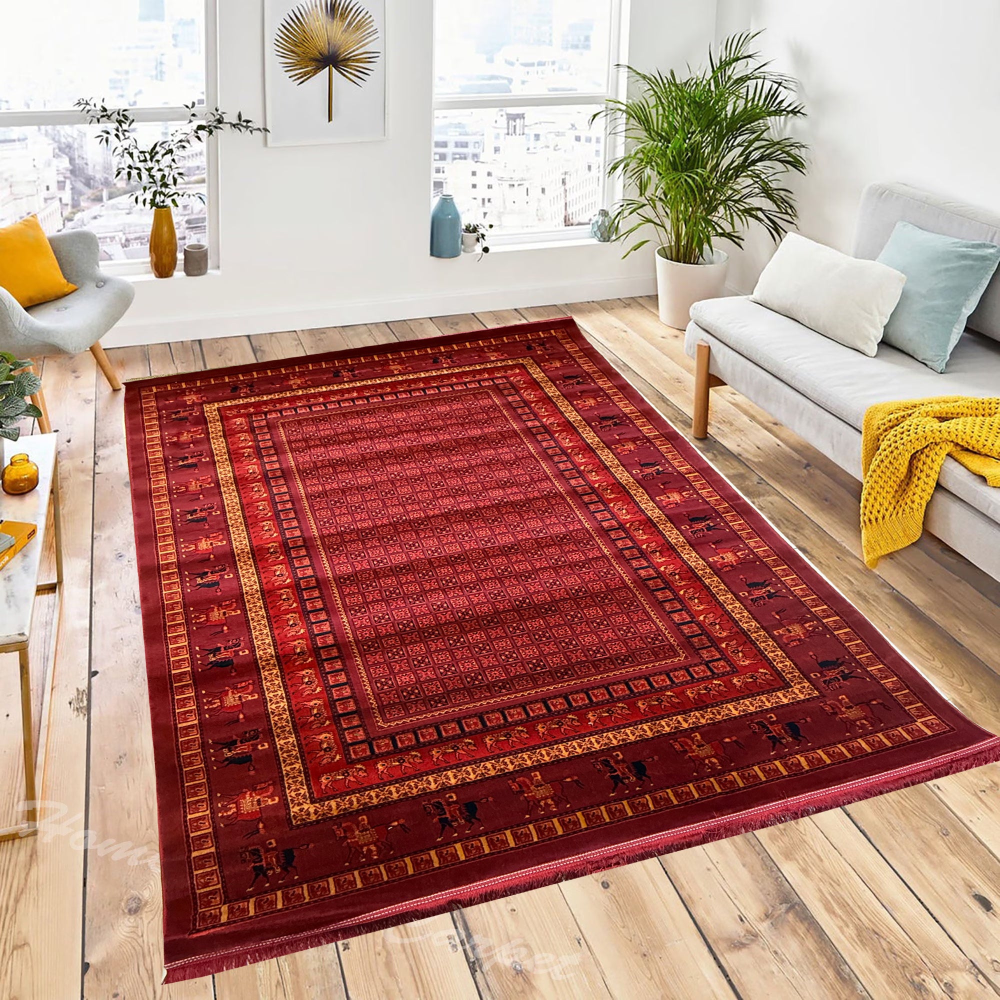 QASHQAI 700 Reed Traditional Persian Machine Made Rug ( Code 234 ) - GLARA HOME