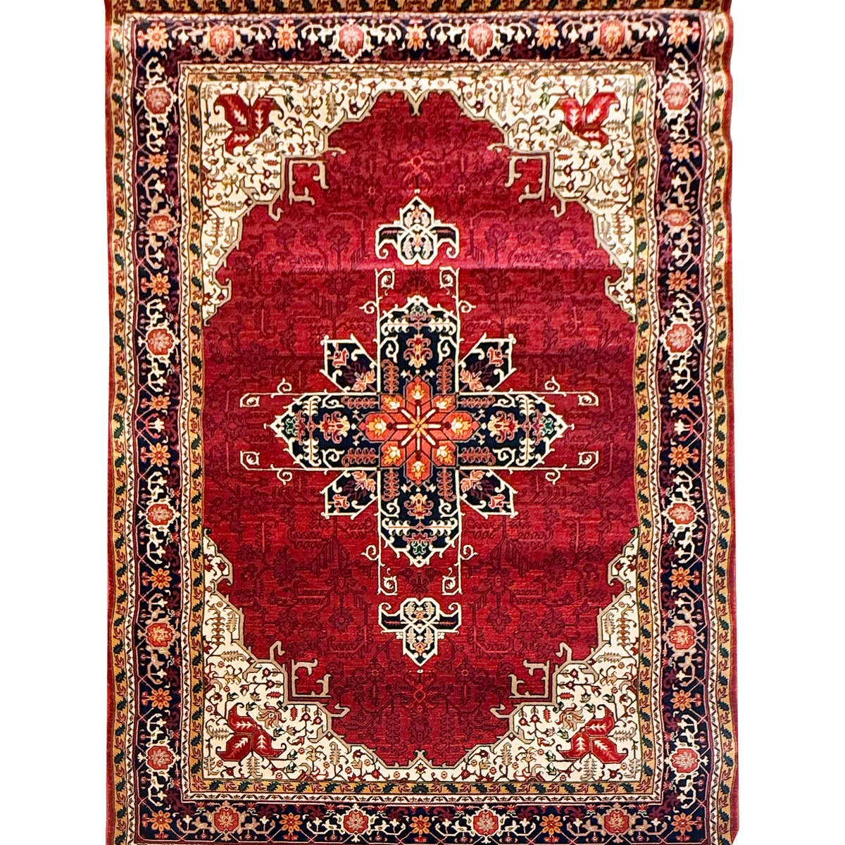 Qashqai Traditional Persian Rug 700 Reed – Red Floral Medallion | Glara Shop ( Code 260) - GLARA HOME