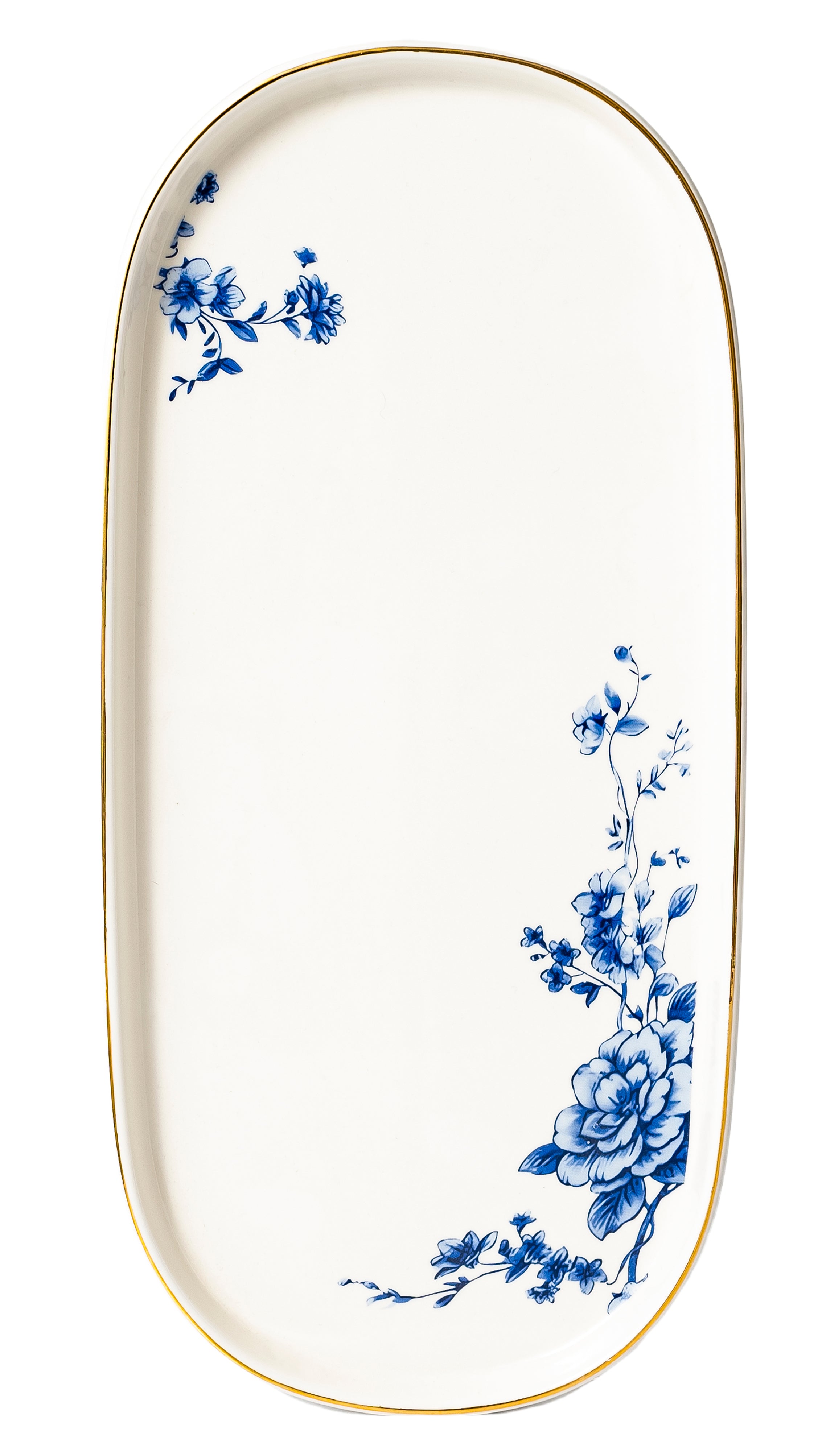 Royal Blue 26-Pieces Bone China Dinner Set – 24K Gold Rim & Floral Elegance (SD-261) - GLARA HOME