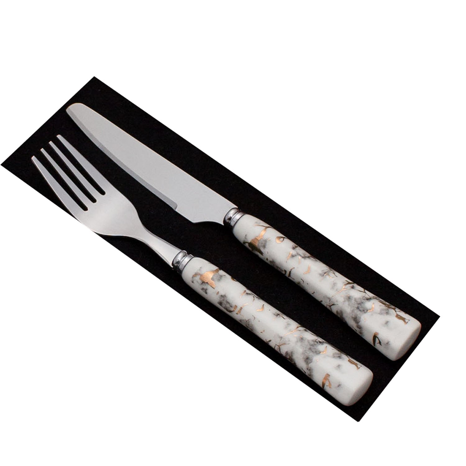 Stainless Steel Fruit Knife and Fork Set with Ceramic Handles - GLARA HOME