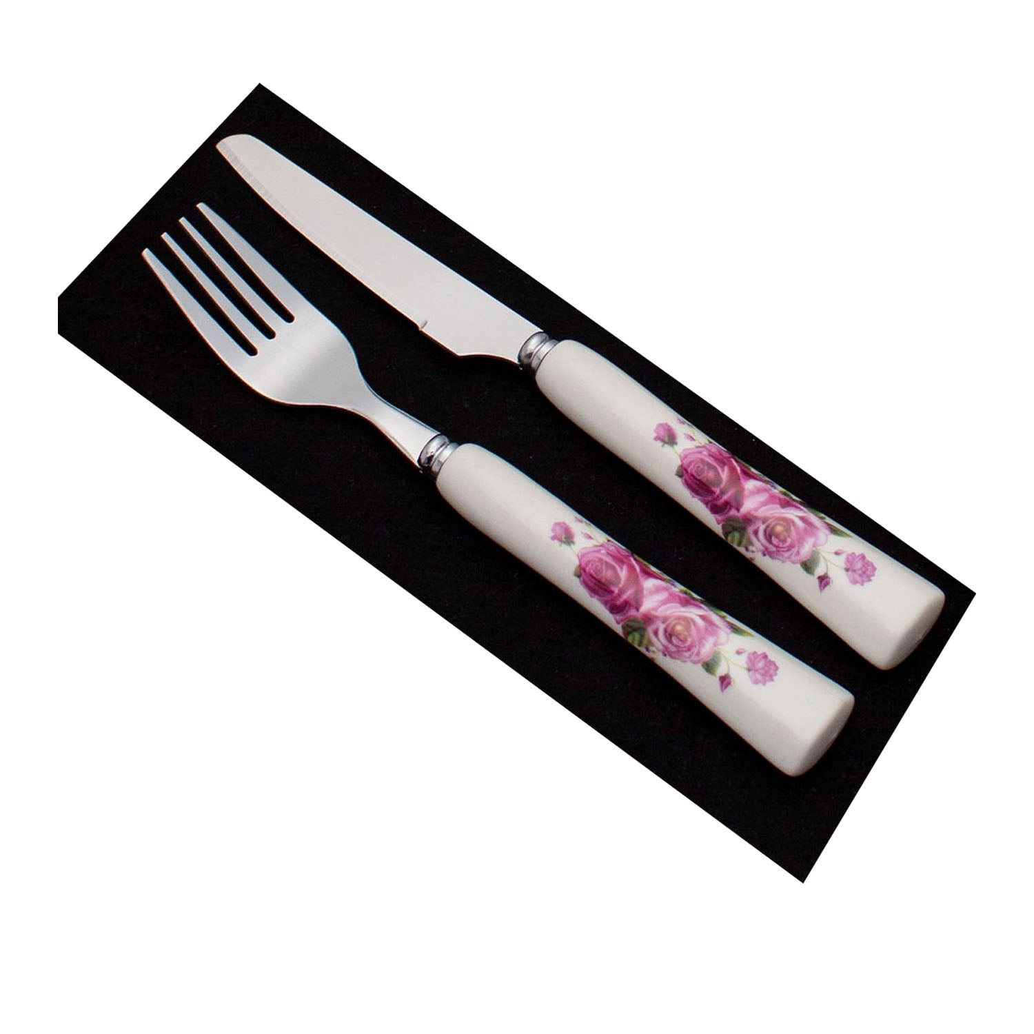 Stainless Steel Fruit Knife and Fork Set with Ceramic Handles - GLARA HOME