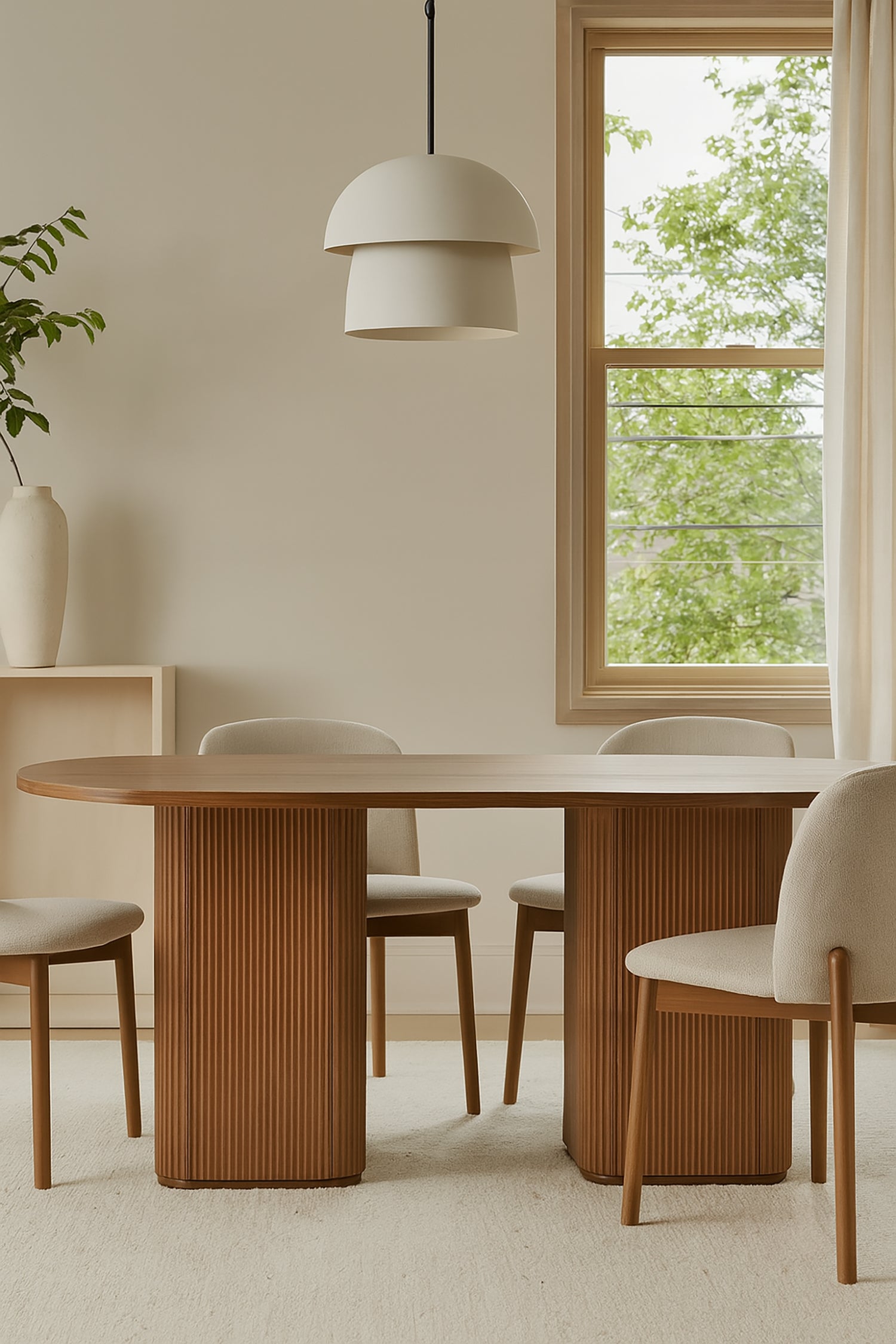Valora Modern Wood Dining Table – 180x90 CM | Elegant Fluted Base Design (21ELG007-W) - GLARA HOME