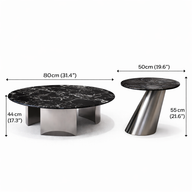 Velora Round Modern Marble Coffee Table Set with Sculptural Side Table - GLARA HOME