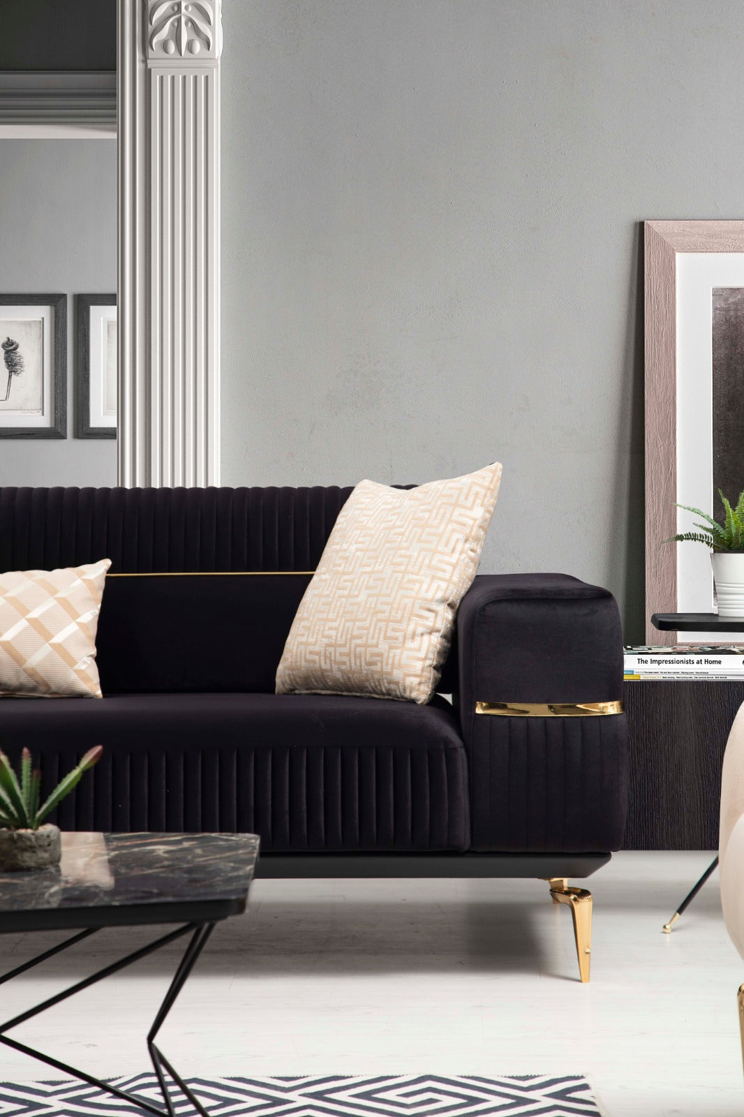 Boss Sofa ( Max23 Black/ Gold - GLARA HOME