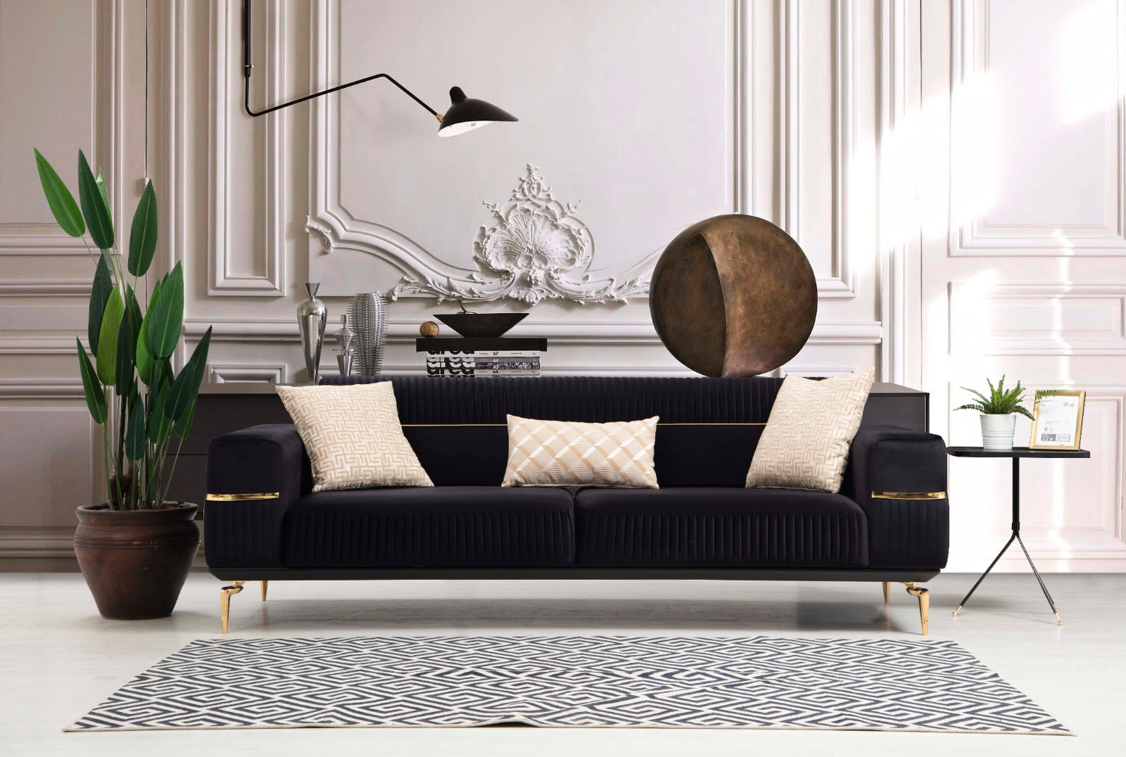 Boss Sofa ( Max23 Black/ Gold - GLARA HOME