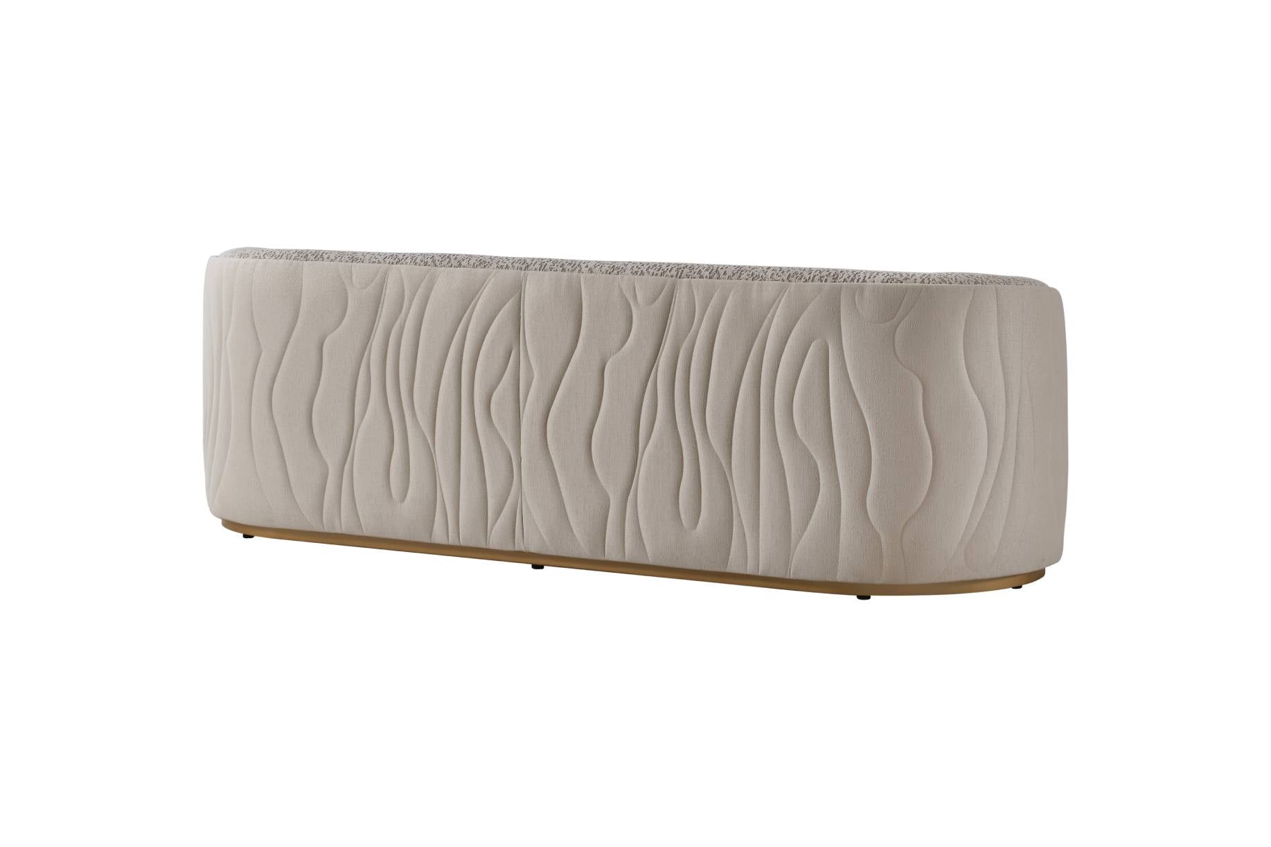 Beige textured ottoman on a white background