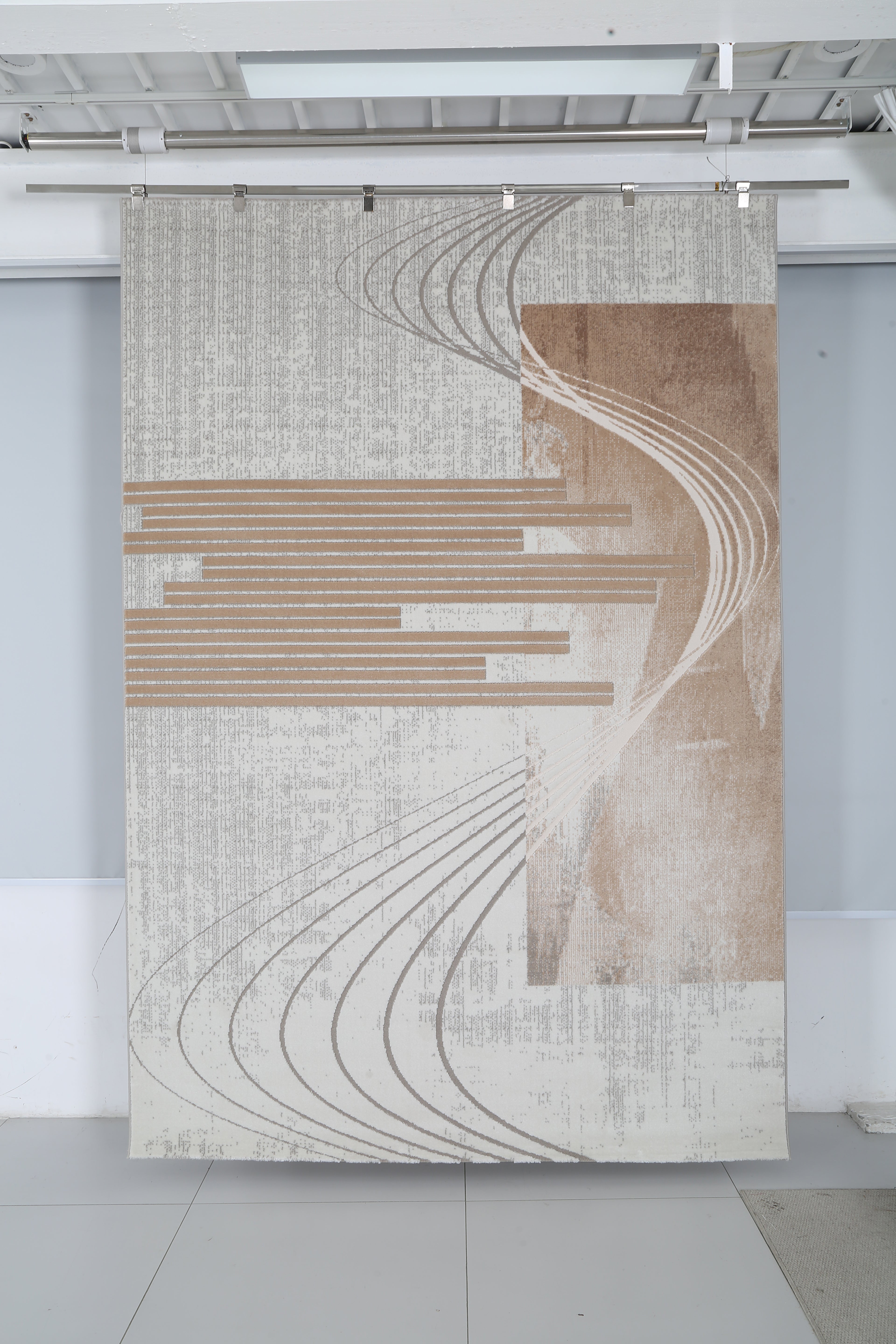Diania Modern Area Rug – Neutral Abstract Design | Polypropylene & Polyester ( DY -01) - GLARA HOME