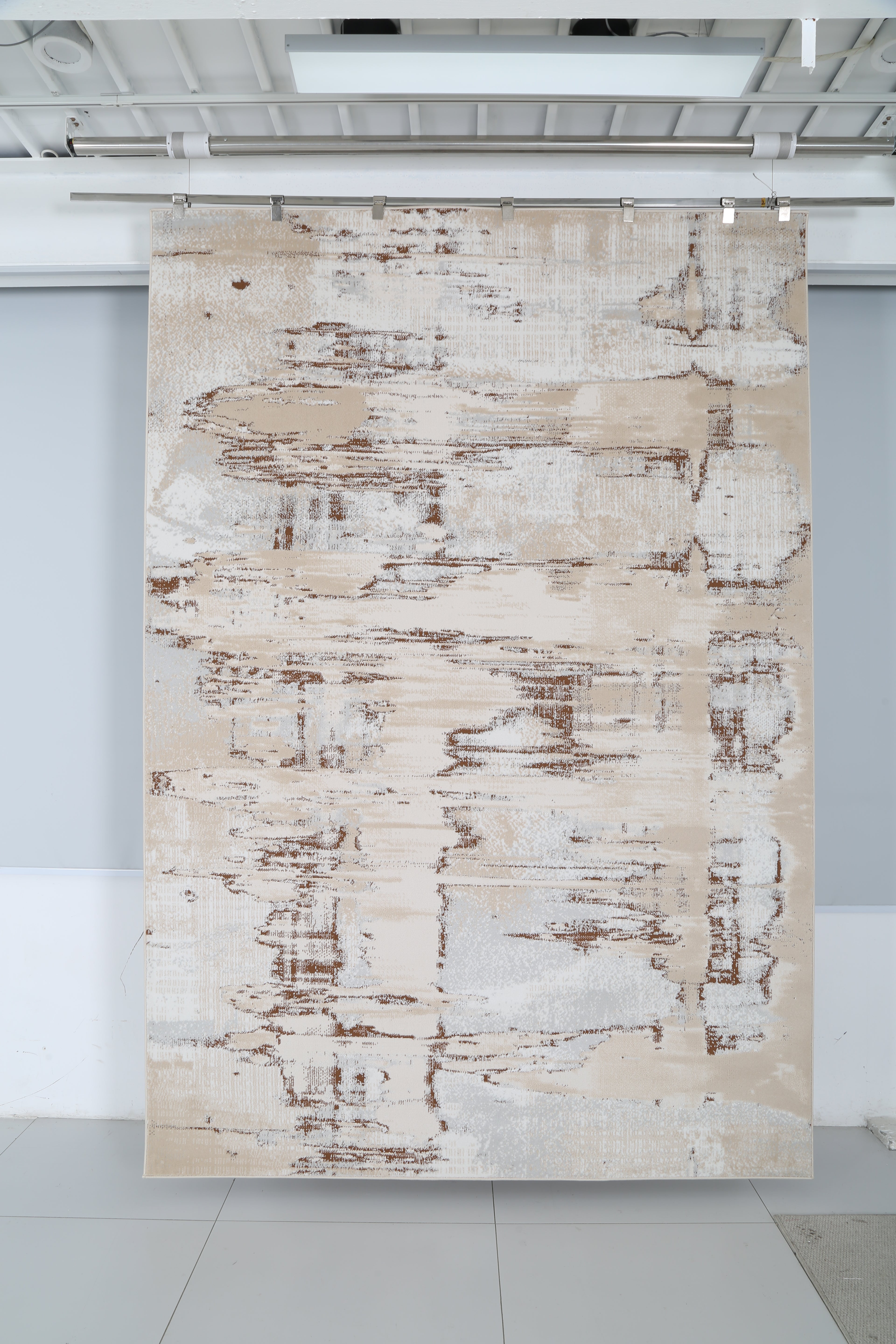 Glara Sandstone Abstract Rug – Warm Beige & Earth Tones (12mm Plush)